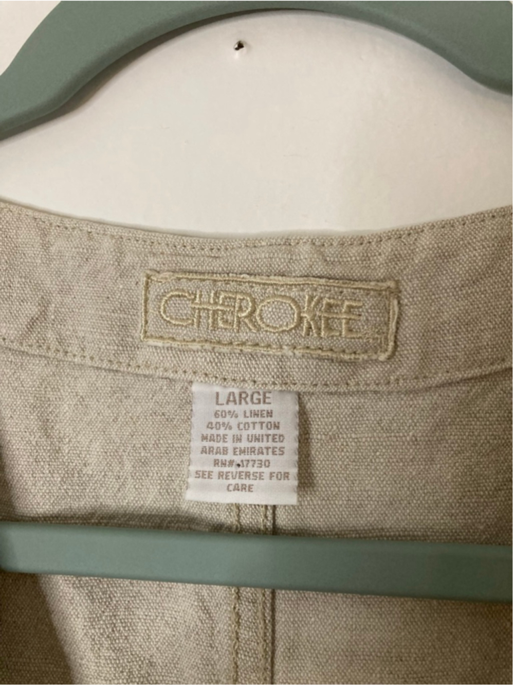 Vintage Cherokee Linen Cotton Embroidered Vest Beige Cottagecore Waistcoat L EUC - Picture 3 of 7